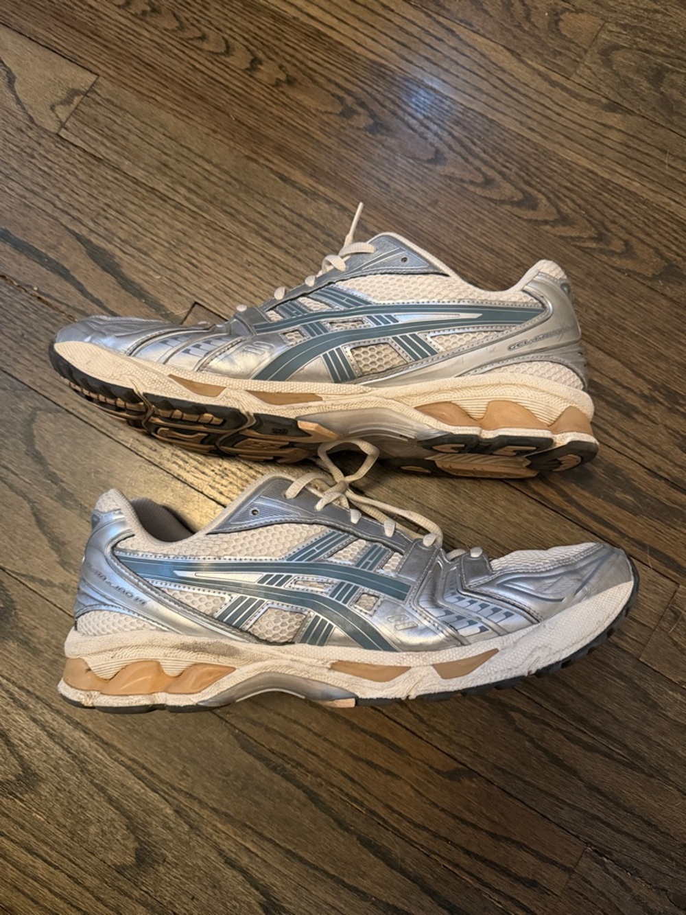 ASICS Silver with Light Blue & Cream Athletic Sneakers